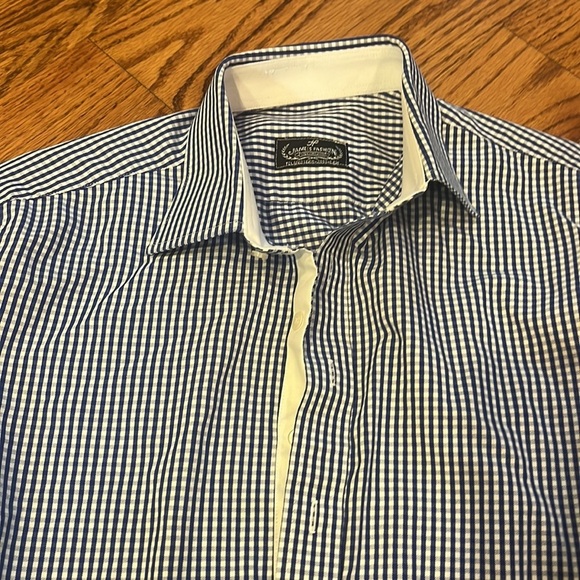 James Fashion Men’s Blue Checkered Button Down - Picture 2 of 6